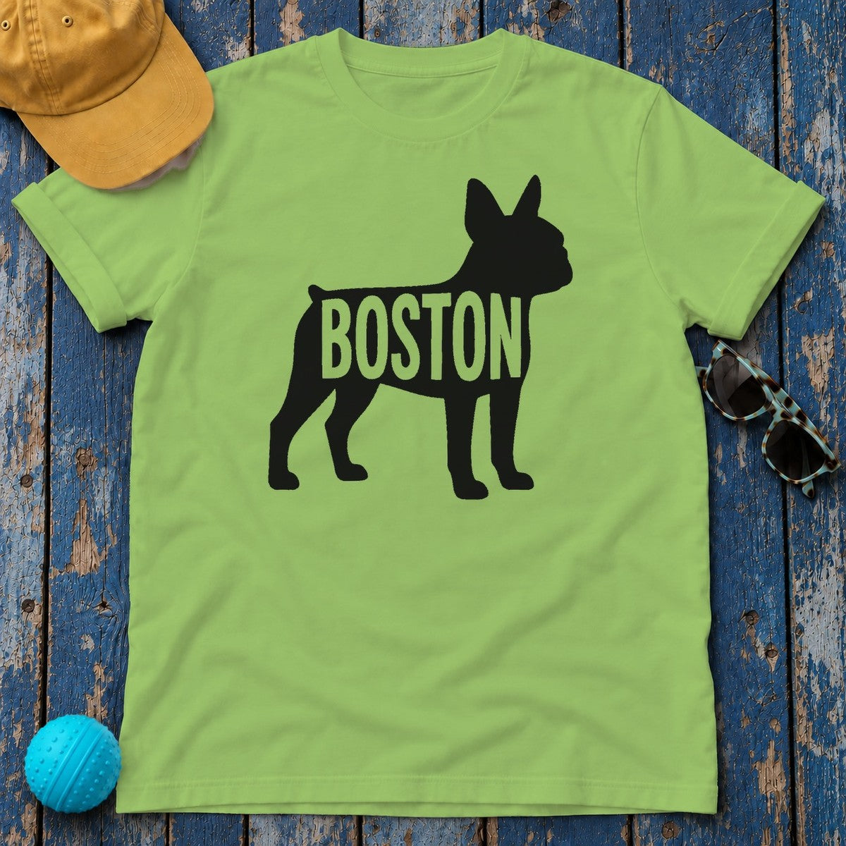 Boston Frenchie Silhouette T-Shirt in Lime