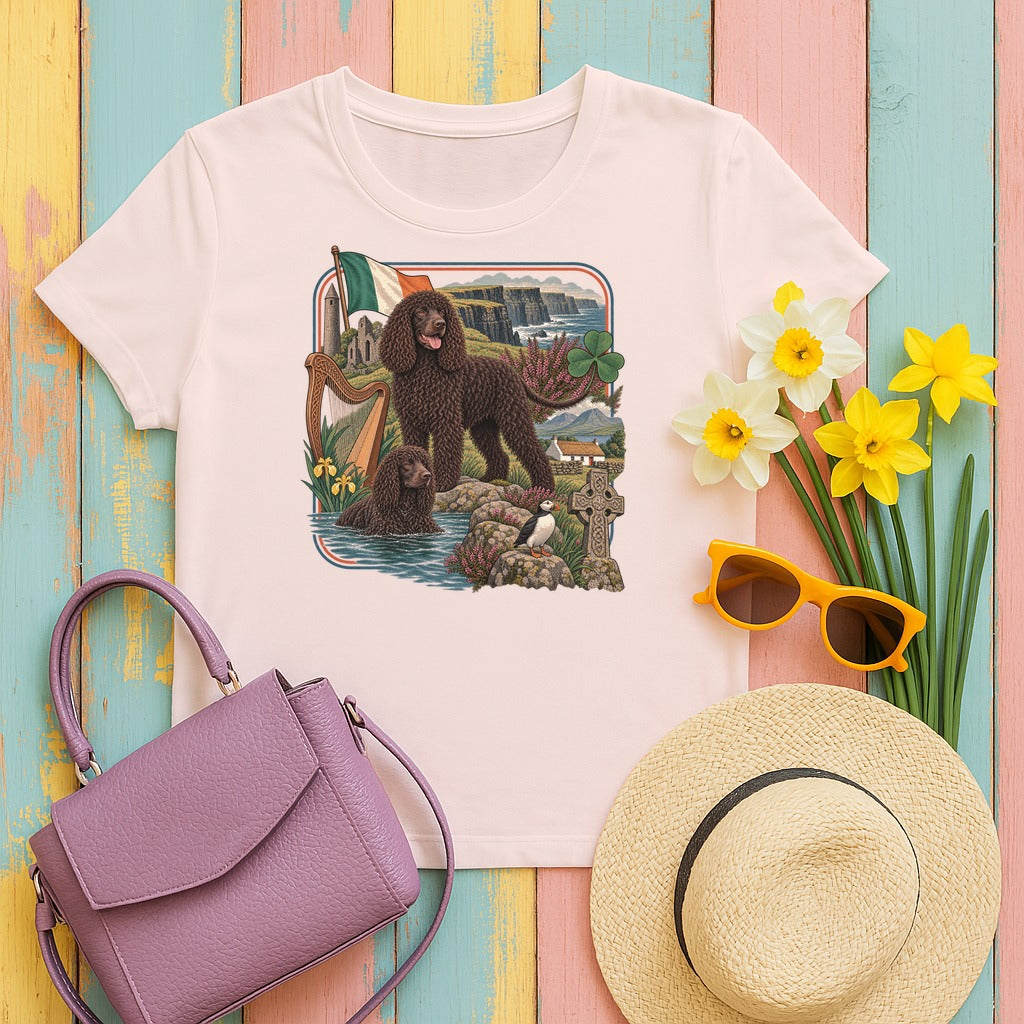 Irish Water Spaniel Ireland Heritage tee, Soft Pink