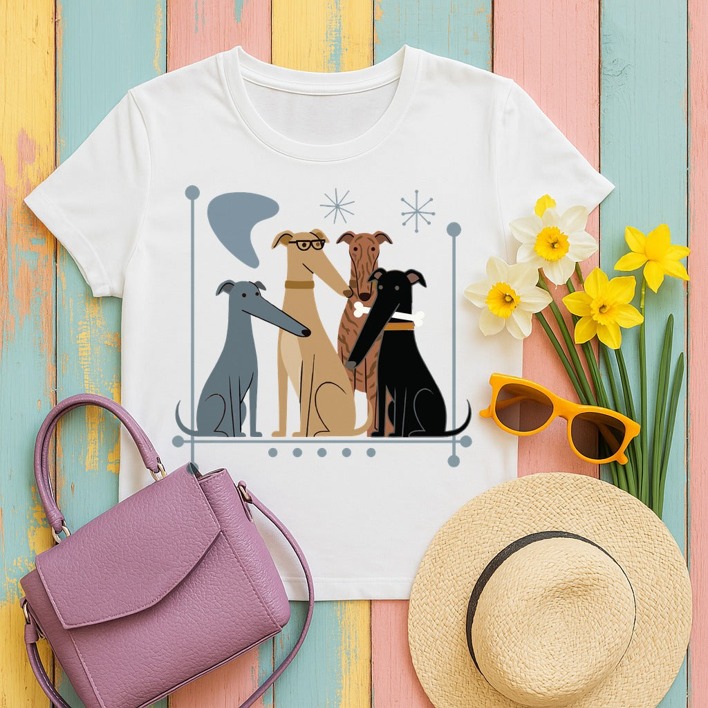 The Pack: Mid-Century Greyhound T-Shirt in White