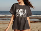 Dachshund t-shirt with "Sorry I'm late I was crushing out" text and floral border.