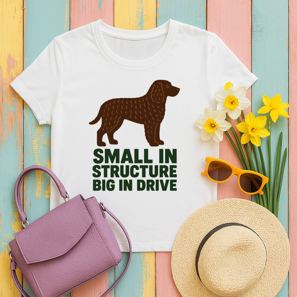 American Water Spaniel Small In Structure Big In Drive Tee in White