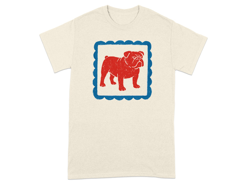 Retro Red Bulldog Graphic Print T-Shirt