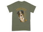Australian Shepherd peeking through an open door with text "Personally Invested in Your Business".