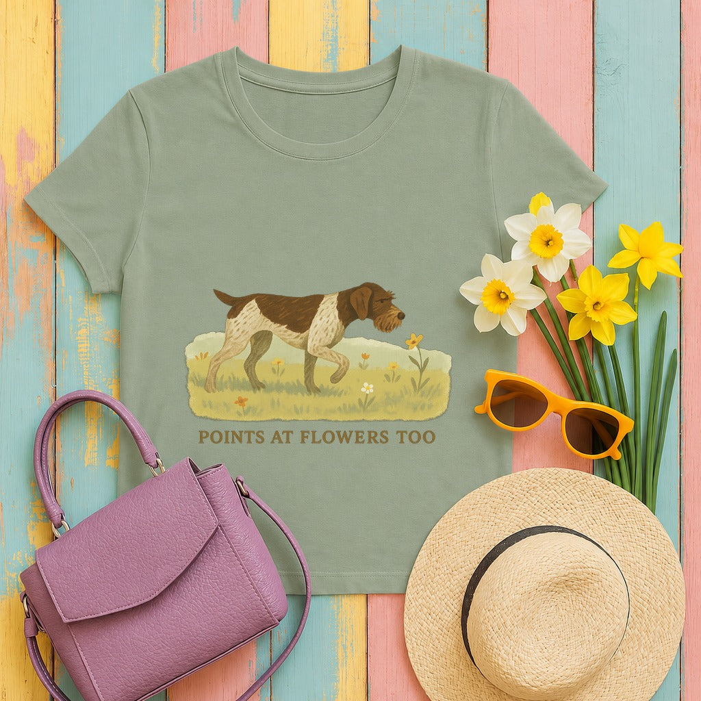 german wirehaired pointer wildflower-pointer tee flat lay hero