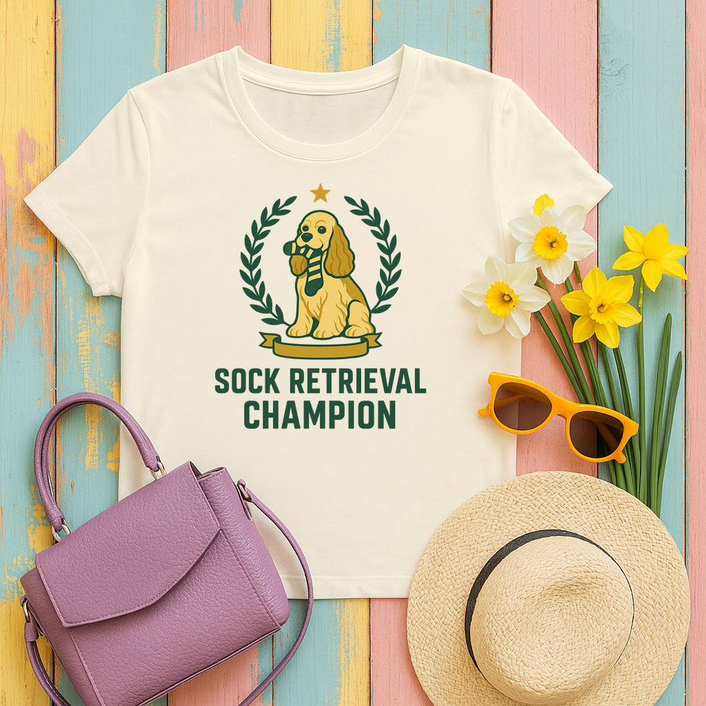 Cocker Sock Retrieval Champion Tee in Natural