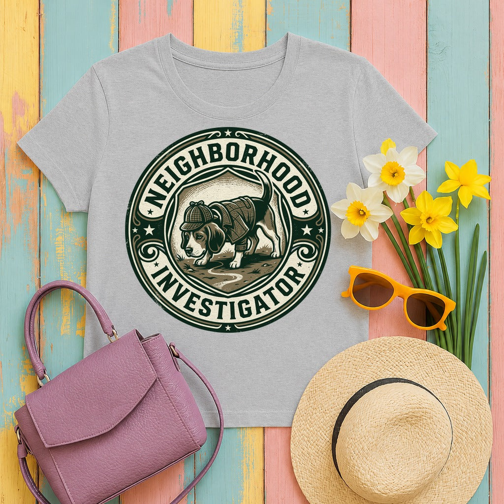 Neighborhood Sleuth Dog Graphic T-Shirt in Sport Grey