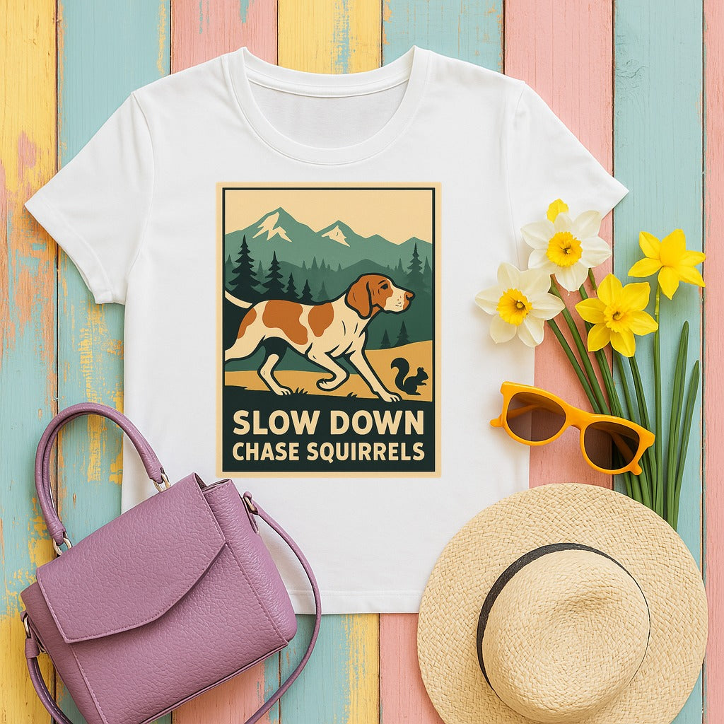 Bracco Italiano Chase Squirrels Tee in White