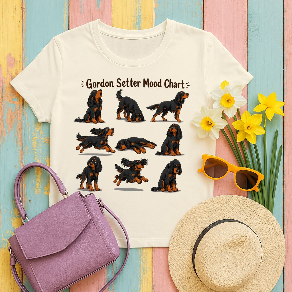 Gordon Setter Mood Chart T-Shirt in Natural