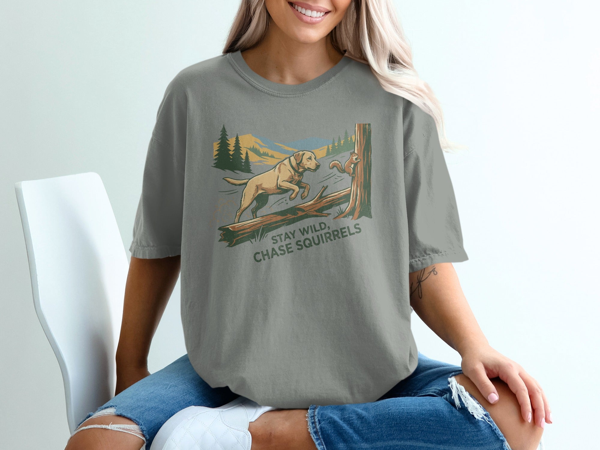 Stay Wild Chase Squirrels Graphic T-shirt