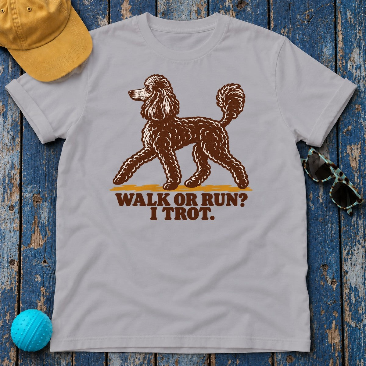 Walk Or Run I Trot Poodle T-Shirt in Athletic Heather