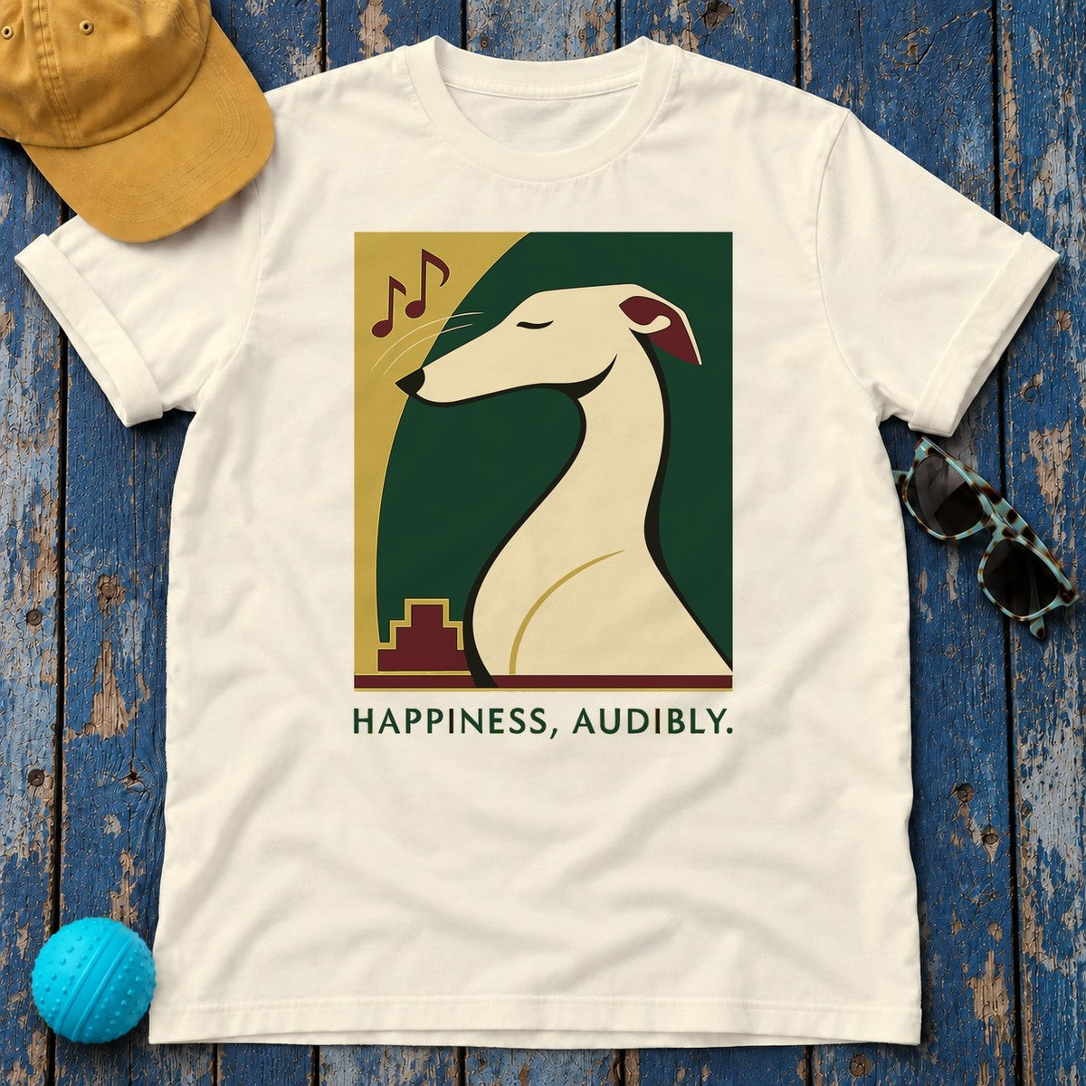 Greyhound Happiness Audibly Tee in Natural