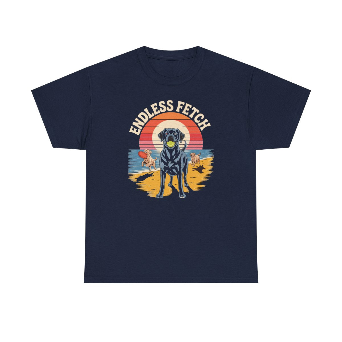 Endless Fetch Dogs Beach Fun Labrador Lover T-Shirt - Navy