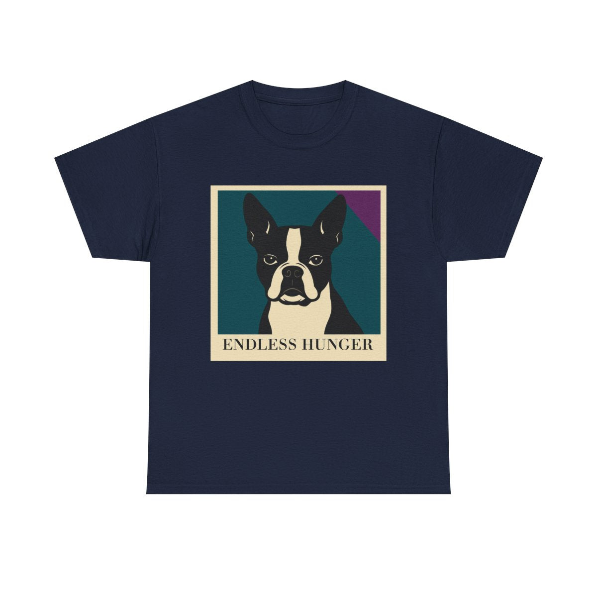 Endless Hunger Boston Terrier Pop Art t-shirt, Navy