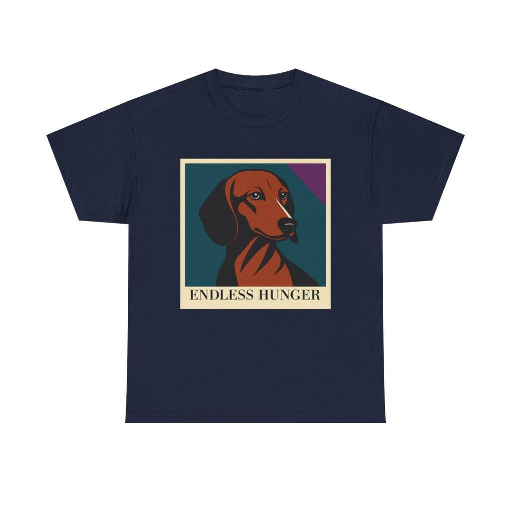 Endless Hunger Dachshund Art t-shirt, Navy