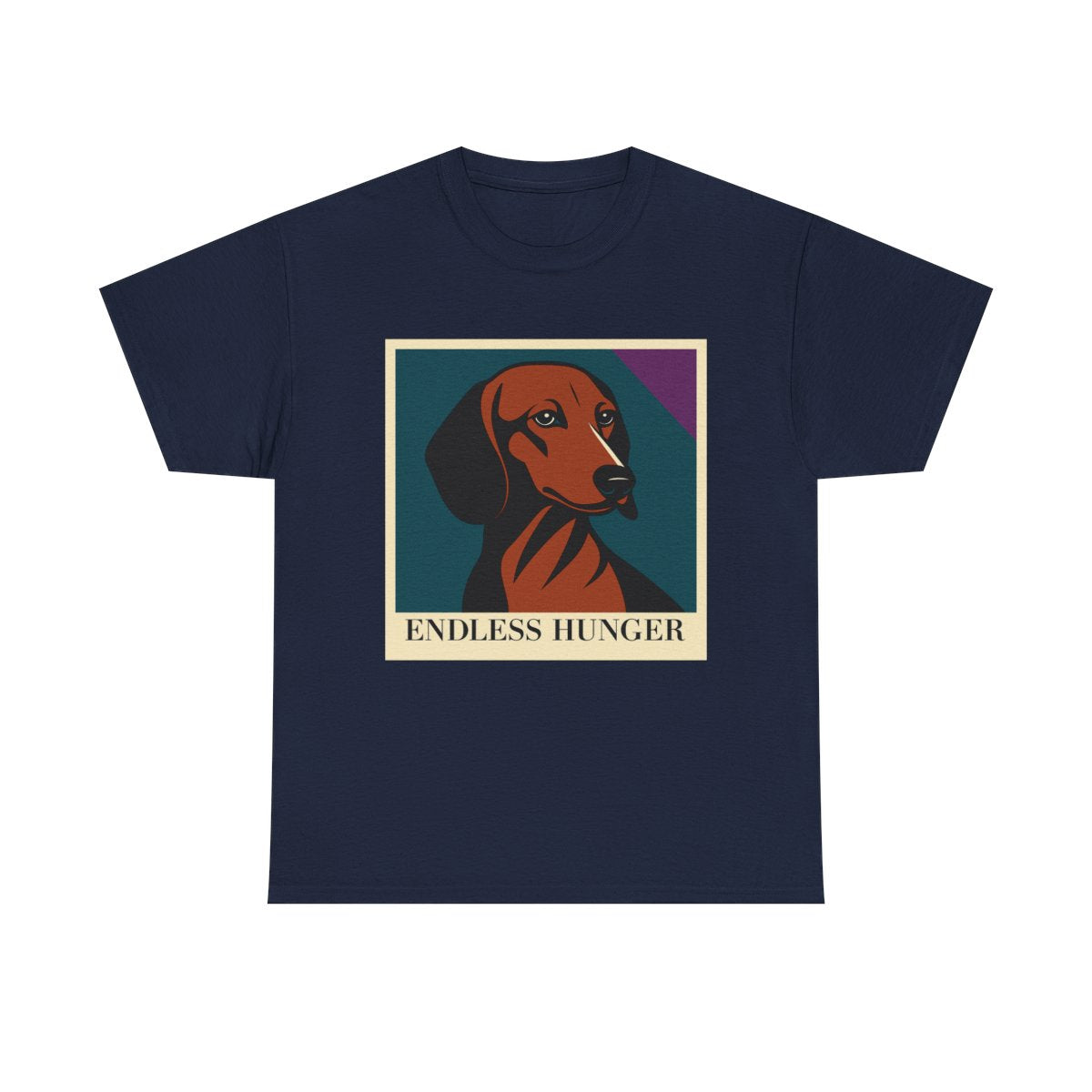 Endless Hunger Dachshund Art t-shirt, Navy