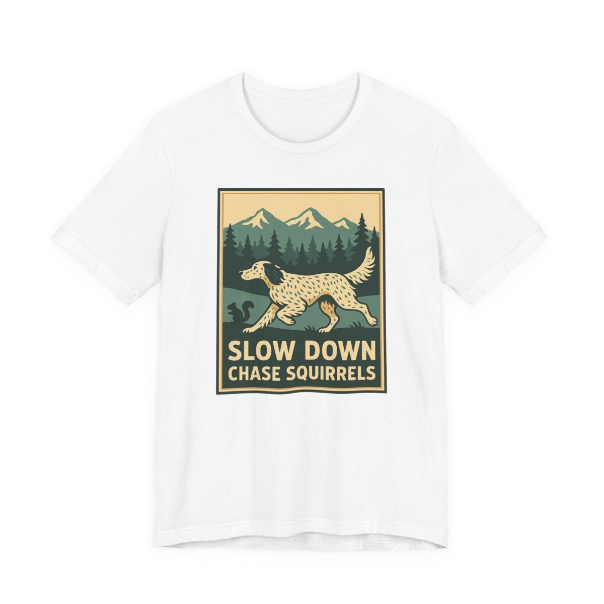 English Setter Chase Squirrels Tee