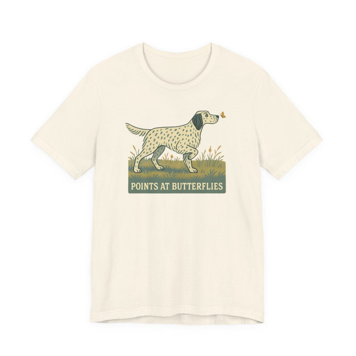 English Setter Points at Butterflies Tee