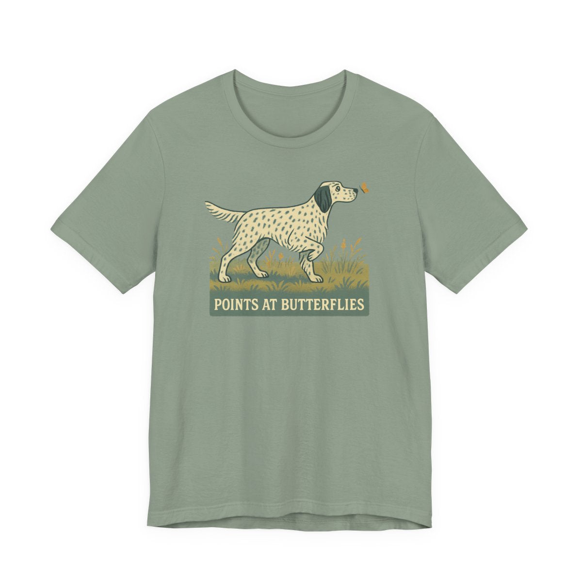English Setter Points at Butterflies Tee