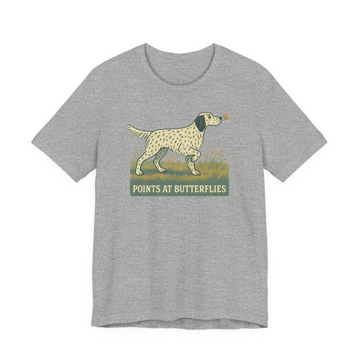 English Setter Points at Butterflies Tee