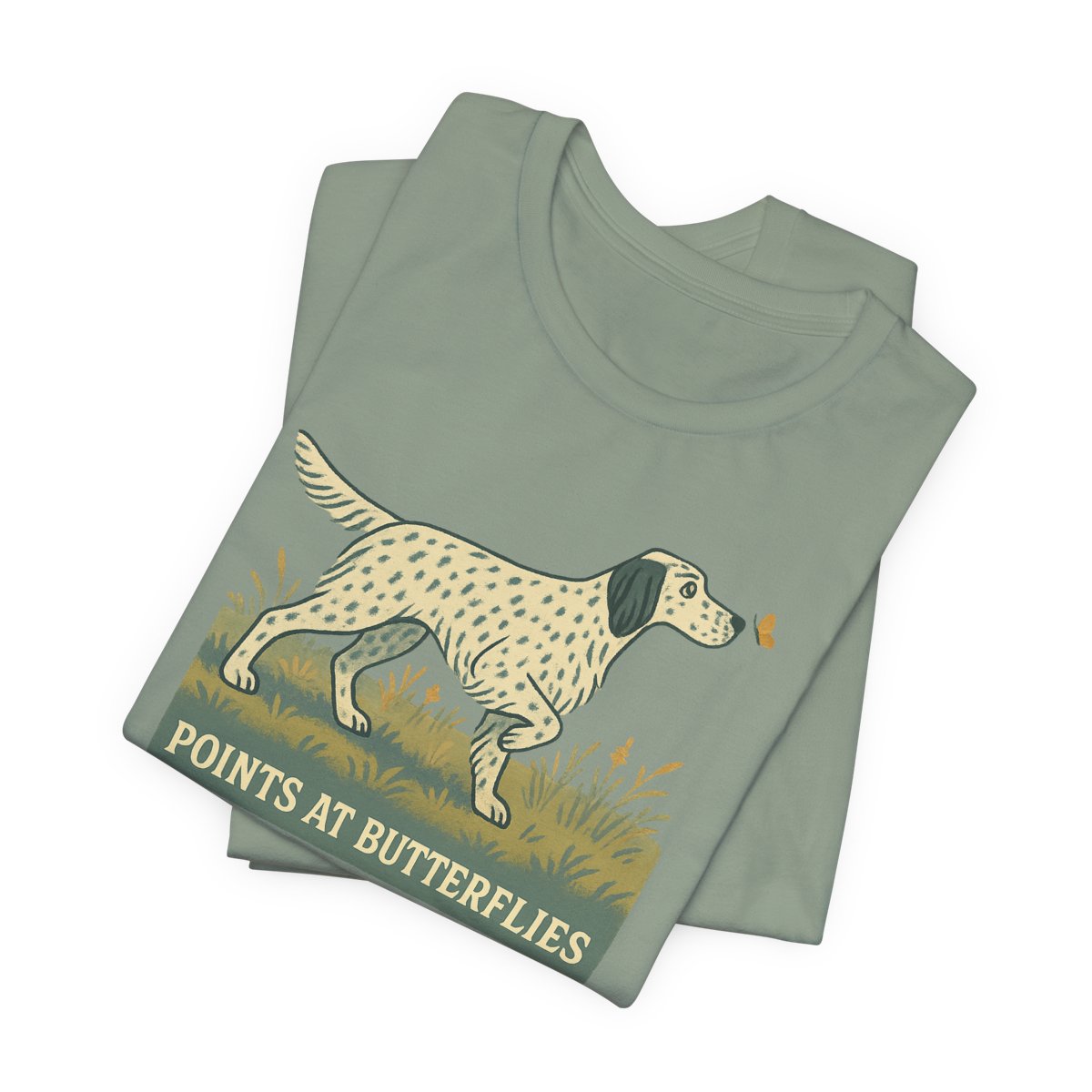 English Setter Points at Butterflies Tee