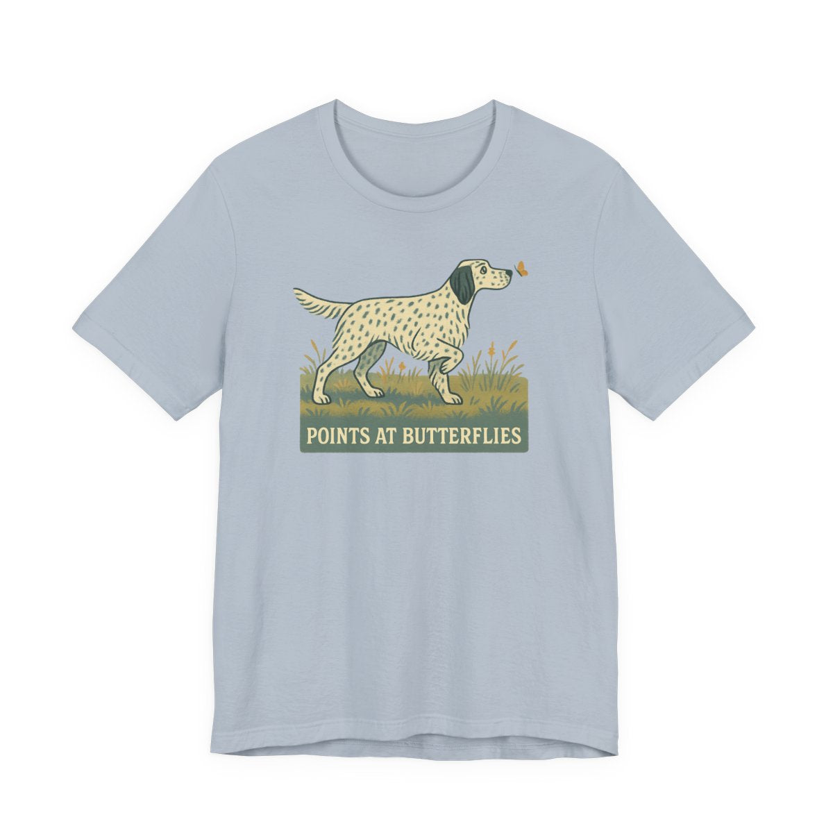 English Setter Points at Butterflies Tee