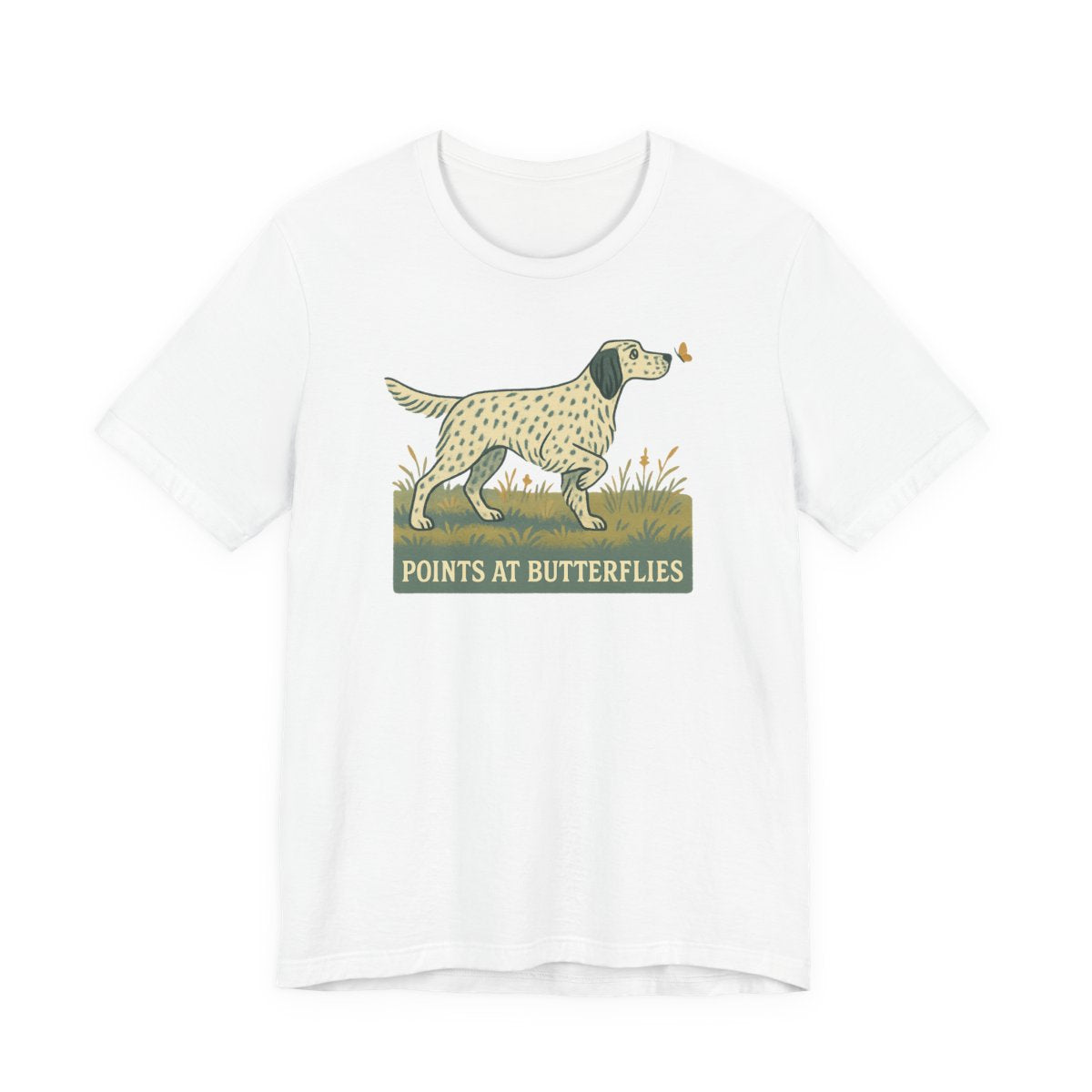 English Setter Points at Butterflies Tee