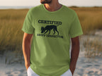 Green t-shirt with "Certified Sniff Inspector" and a dog silhouette.