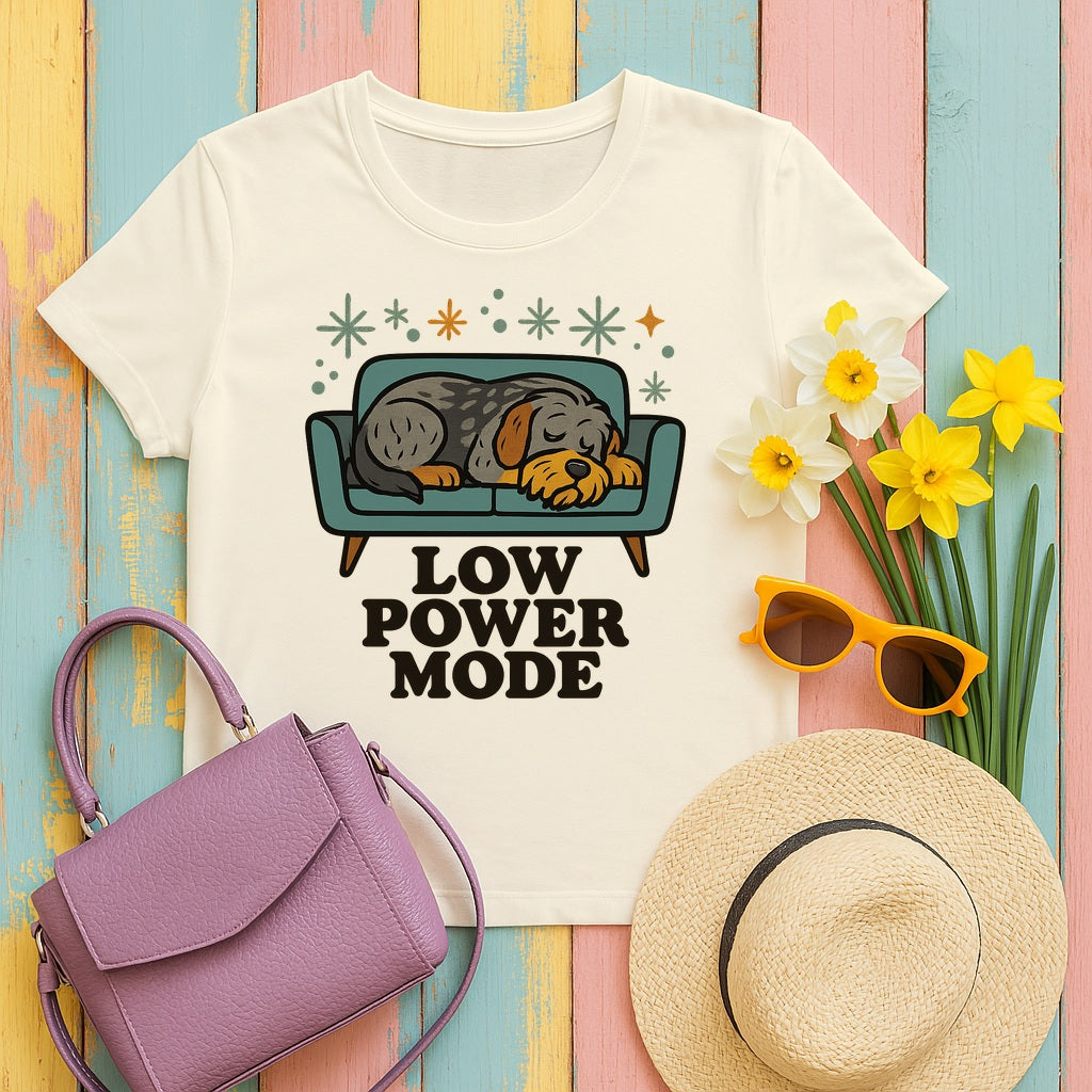 Wirehaired Pointing Griffon Low Power Mode t-shirt in Natural