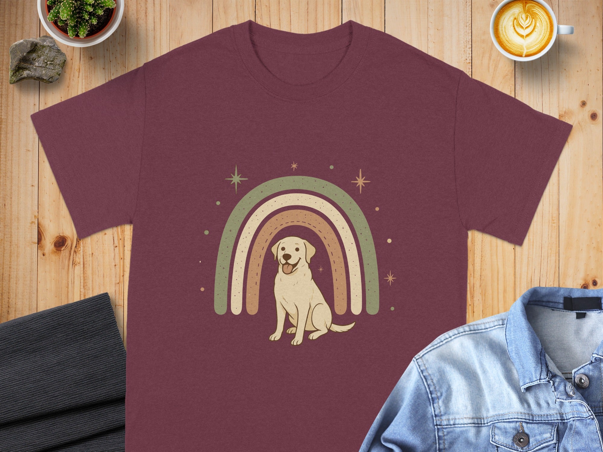 Cute Labrador Dog with Rainbow Graphic T-shirt product