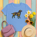 Floral Labrador Retriever Design Dog Lover Style Graphic Design T-Shirt in Carolina Blue