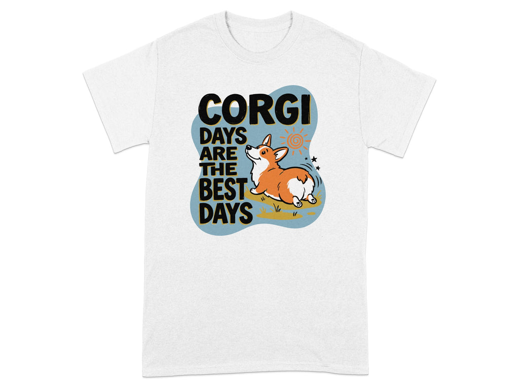 Corgi days are the best days text with a sleeping corgi.