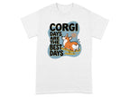 Corgi days are the best days text with a sleeping corgi.