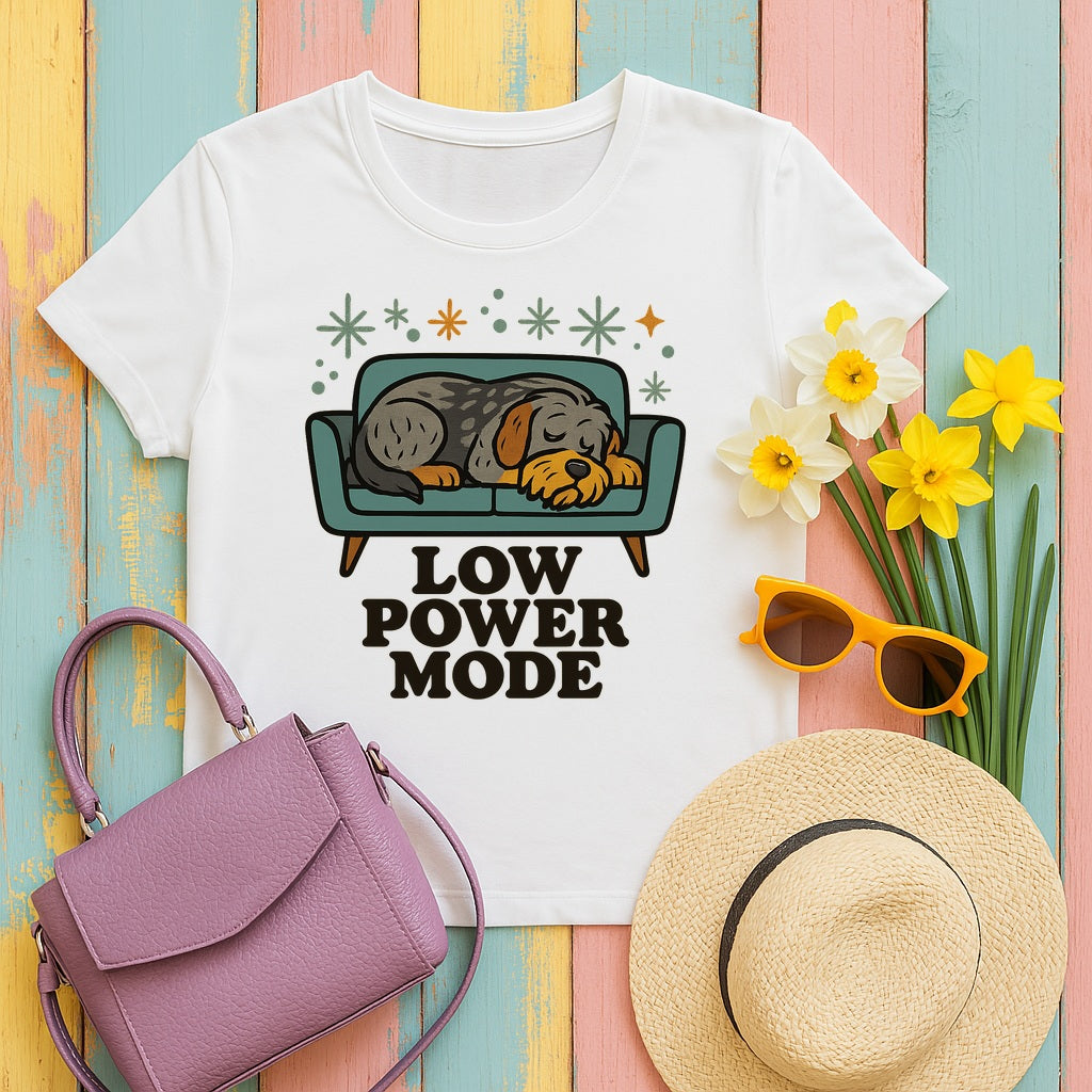 Wirehaired Pointing Griffon Low Power Mode t-shirt in White