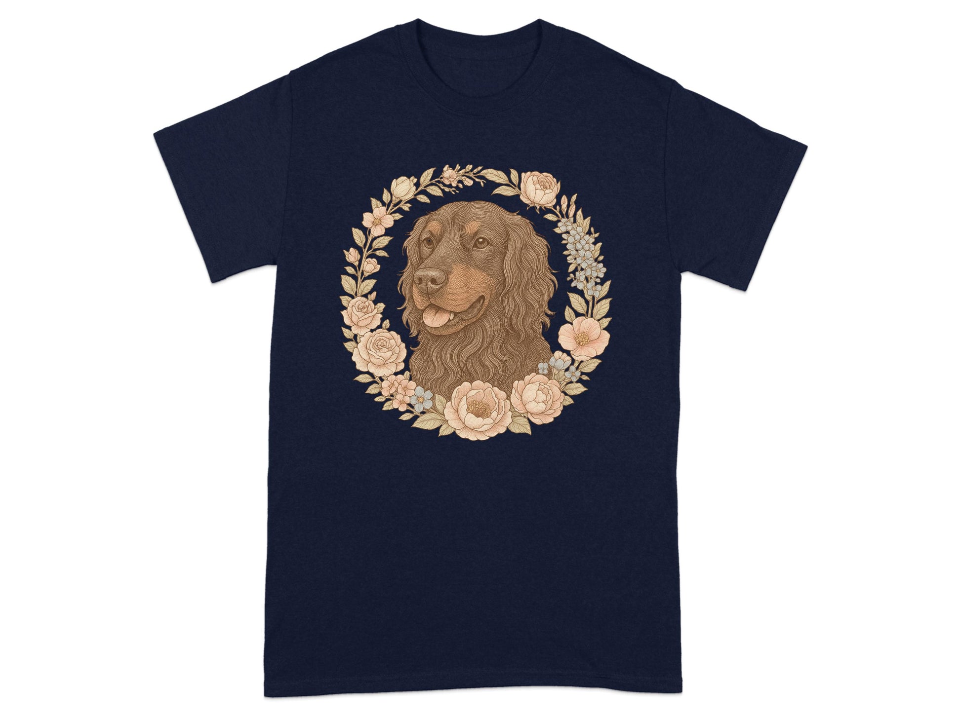 Floral Detailed Dog Illustration T-shirt product type