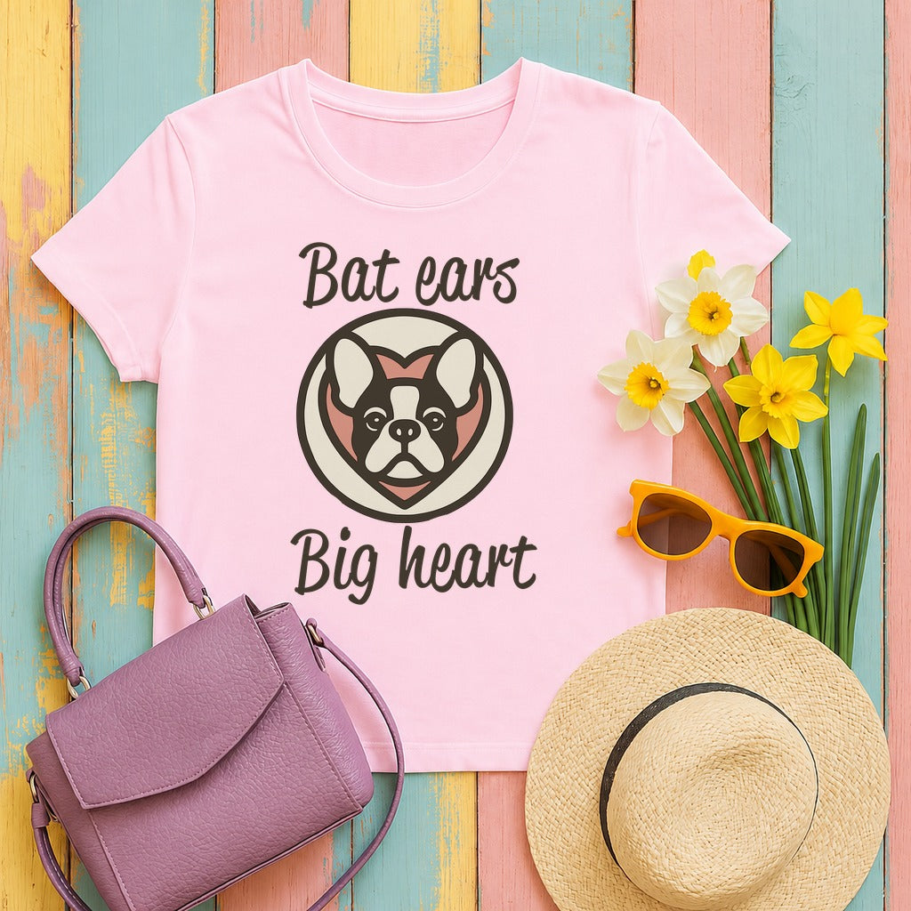 Bat Ears Big Heart T-Shirt in Light Pink