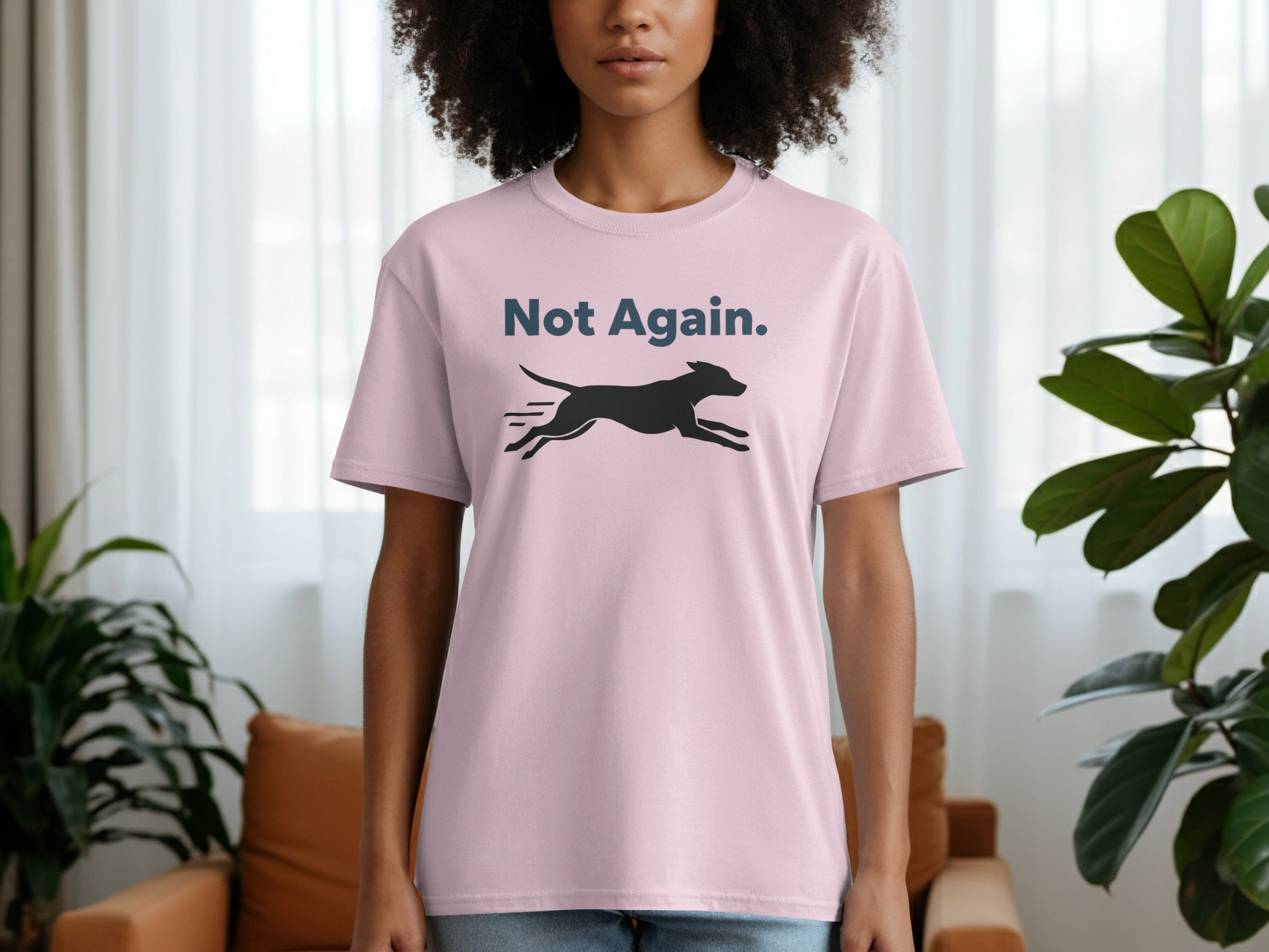 Not Again. Running Dog Graphic Design T-Shirt