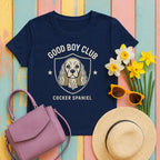 cocker spaniel good-boy-club tee flat lay hero