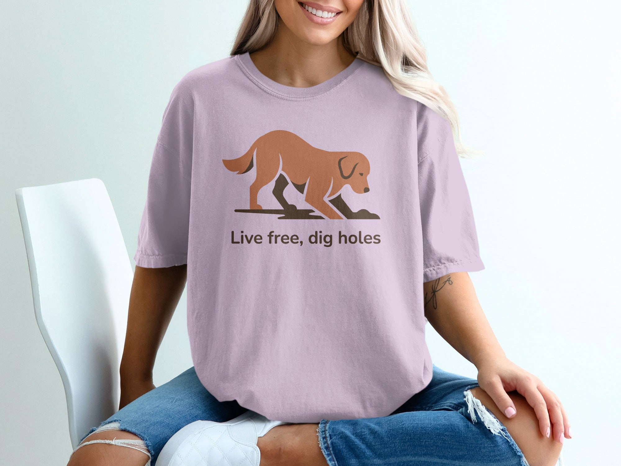 Live Free Dig Holes T-Shirt for Dog Lovers