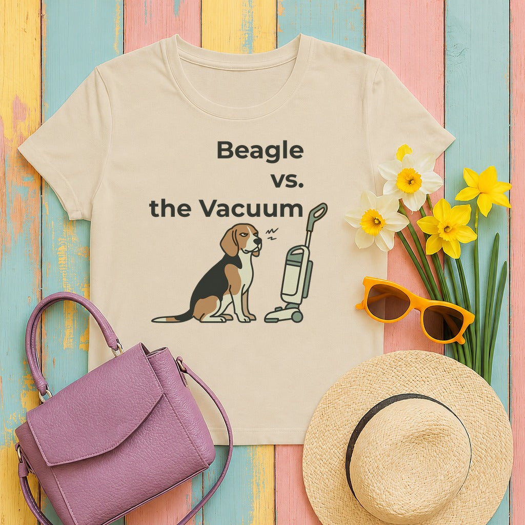 Beagle Vs. the Vacuum T-Shirt in Sand