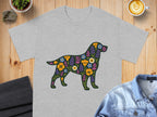 Colorful Floral Dog Art on Grey T-shirt product