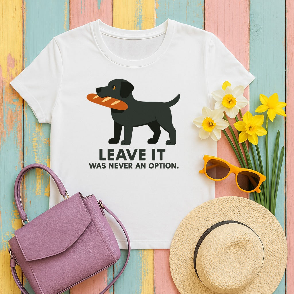 Black Lab Leave It Tee in White