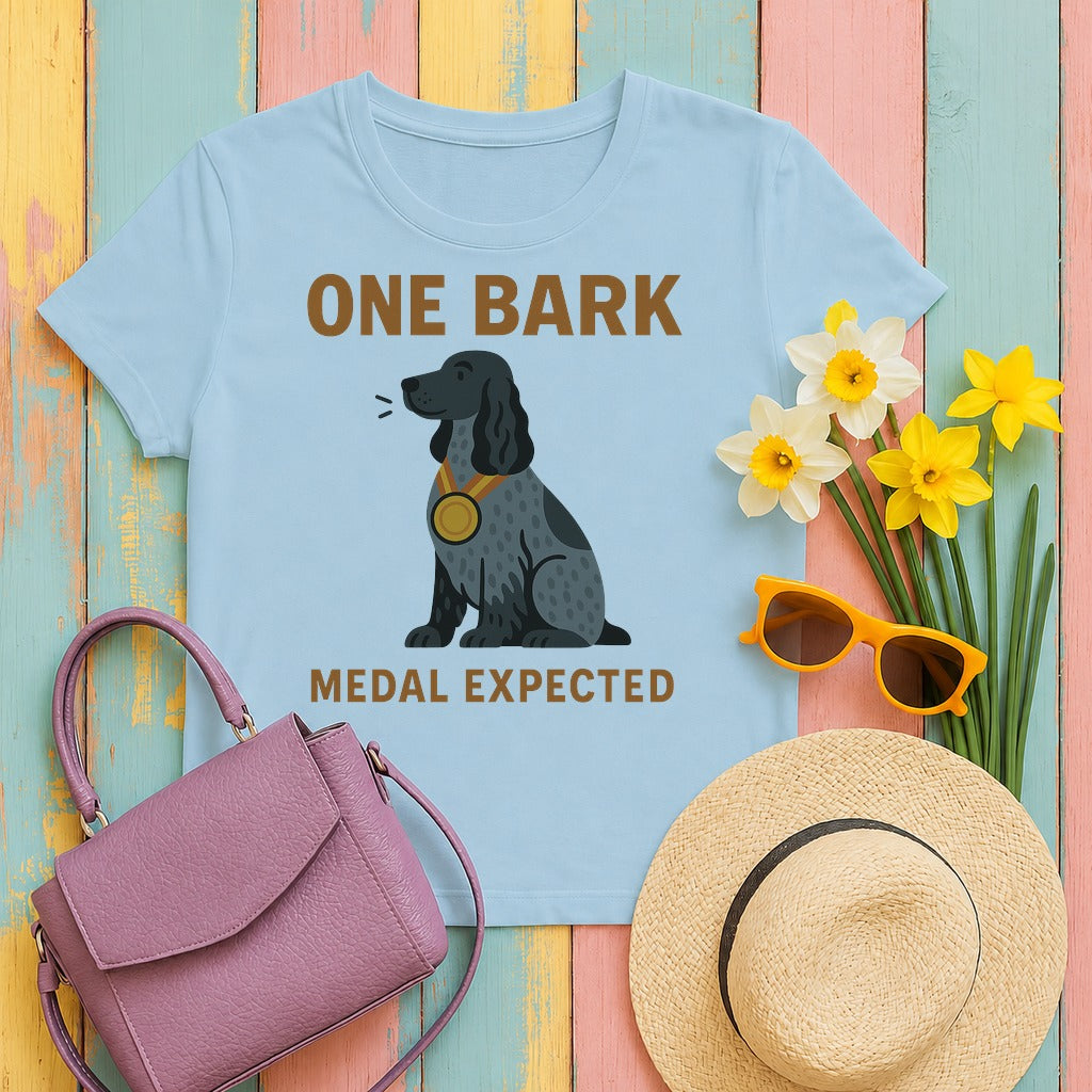 english cocker spaniel one-bark tee flat lay hero