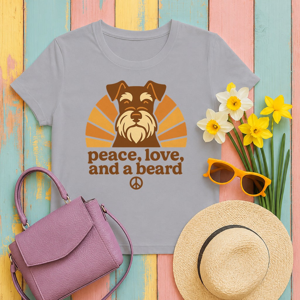 Peace Love and a Beard Schnauzer T-Shirt in Athletic Heather