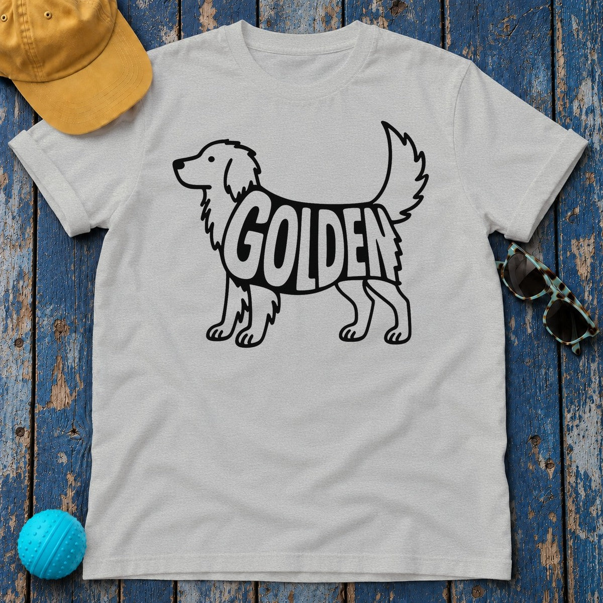 Golden Retriever Silhouette T-Shirt in Sport Grey