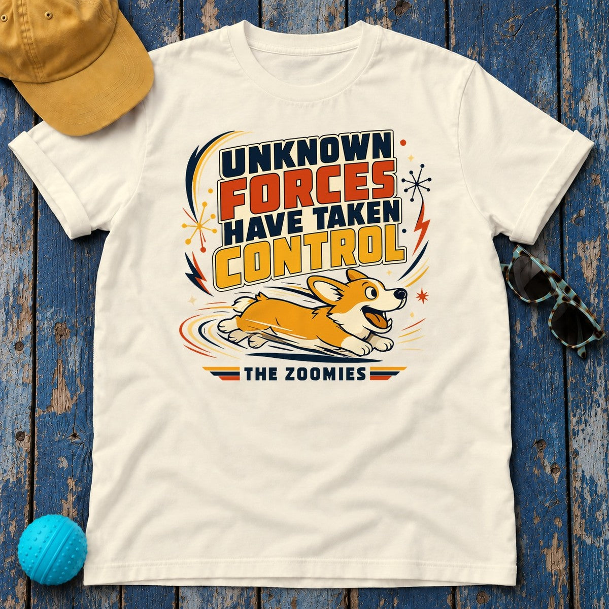 The Zoomies Control Corgi Graphic T-shirt in Natural