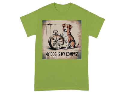 My Dog Is My Compass Green Graphic T-shirt product