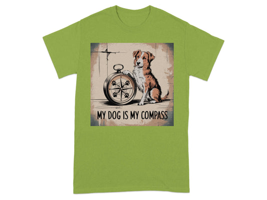 My Dog Is My Compass Green Graphic T-shirt product