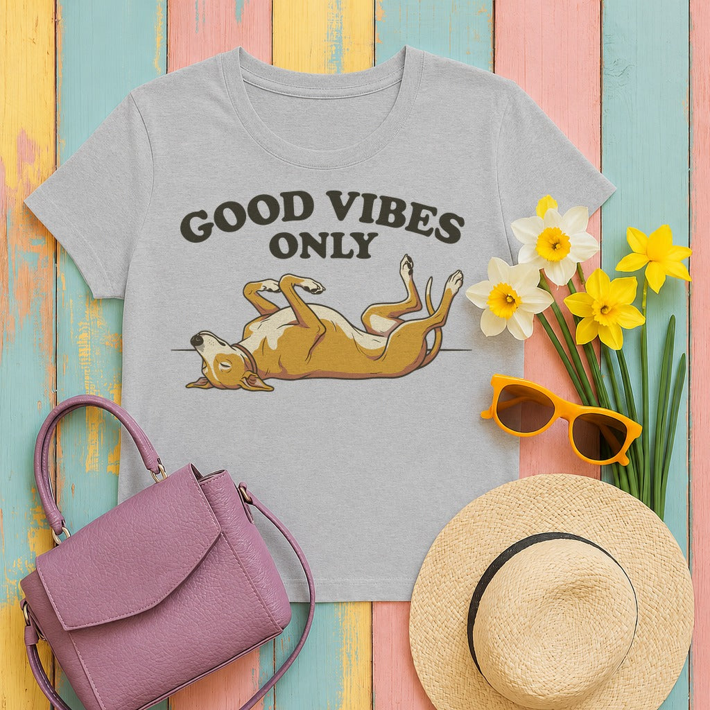 Good Vibes Only Relaxed Greyhound T-Shirt in Sport Grey