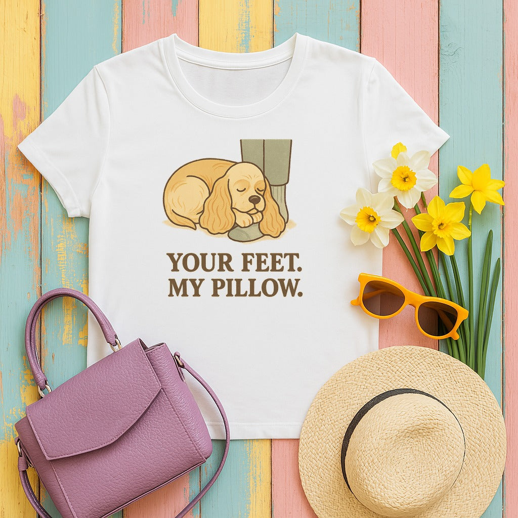 Cocker Your Feet My Pillow Tee in White
