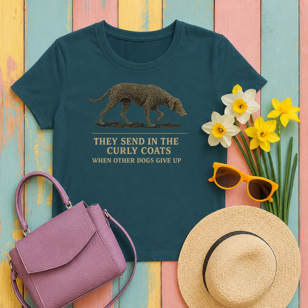 Curly-Coated Retriever Send In The Curly Coats Tee in Heather Deep Teal